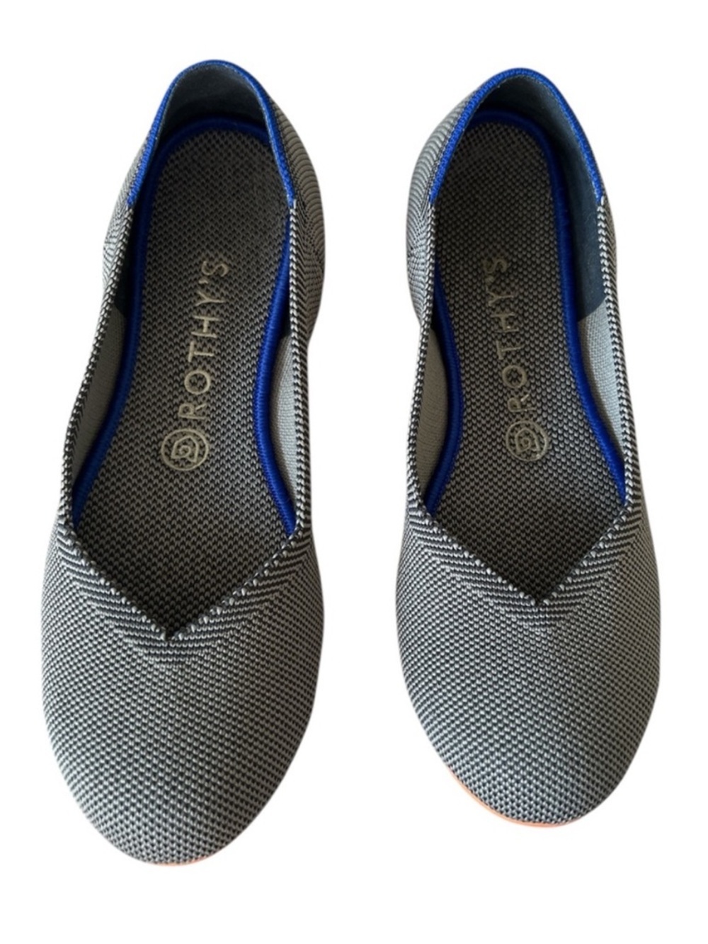 Rothy's The Flat in Retired Color Dove Grey With Orange Soles